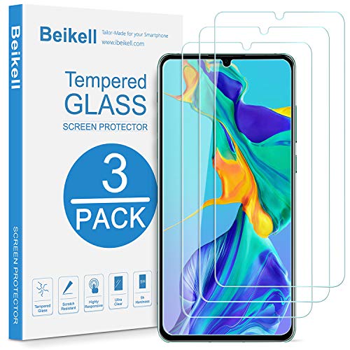 Beikell Verre Trempé Huawei P30, [Lot de 3] Film Protection d'écran en Verre Trempé Film Protecteur Vitre-Dureté 9H, sans Bulles, Anti-Rayures, Ultra Clair, Facile à Installer
