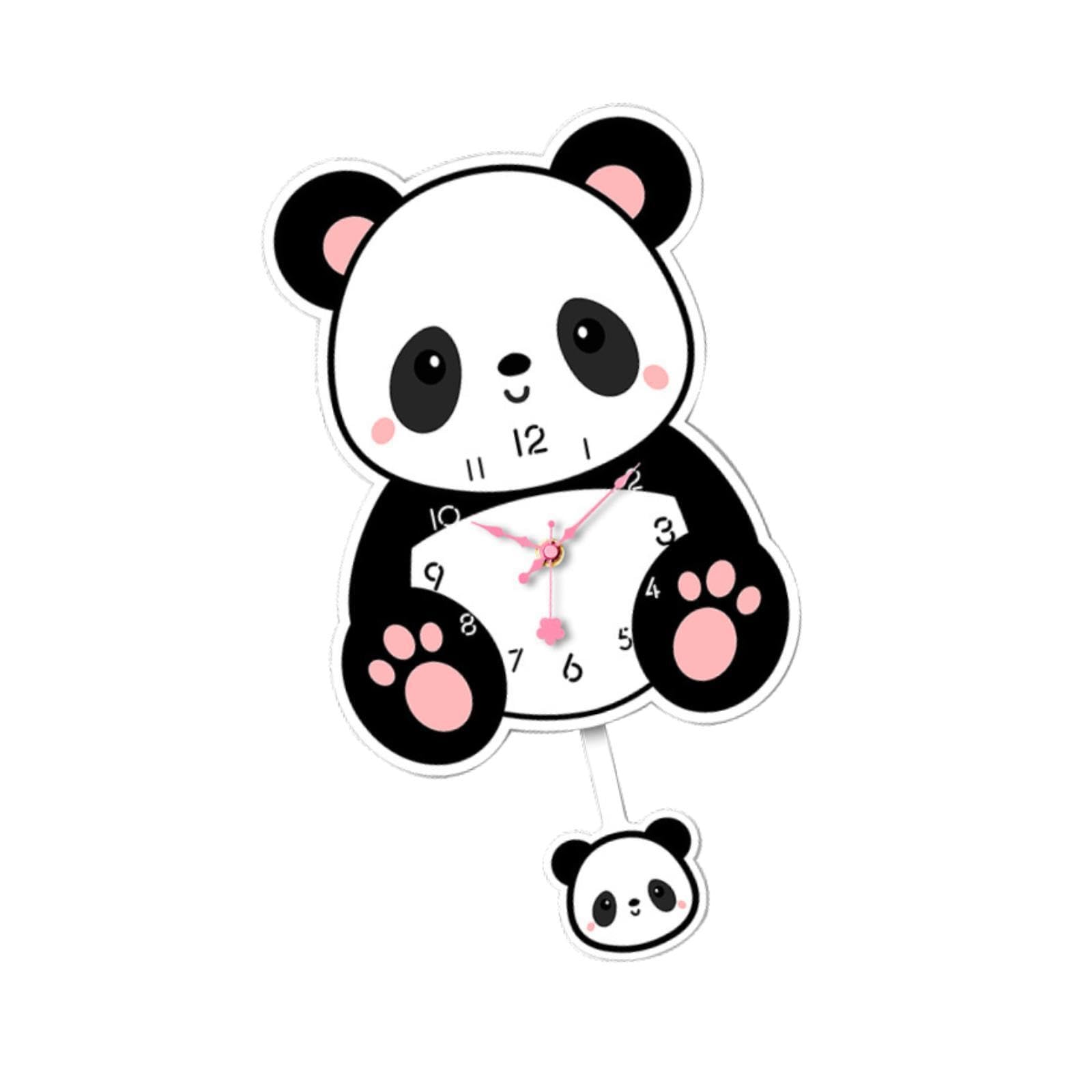 Horloge silencieuse panda pour chambre de bébé et décoration murale originale