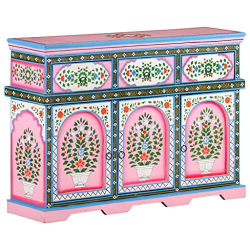 Cumyzo Hand-Painted Sideboard Multicolor 43.3"X11.8"X29.9" Solid Mango Wood Multicolour 33Kg/72.6Ib #TOP18