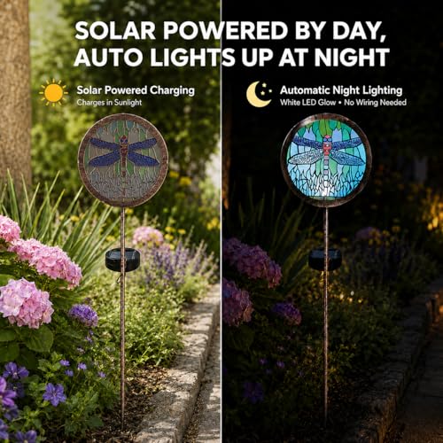 anyperfect Solar Garden Lights Outdoor Waterproof Dragonfly Stake 2Pack - image 3