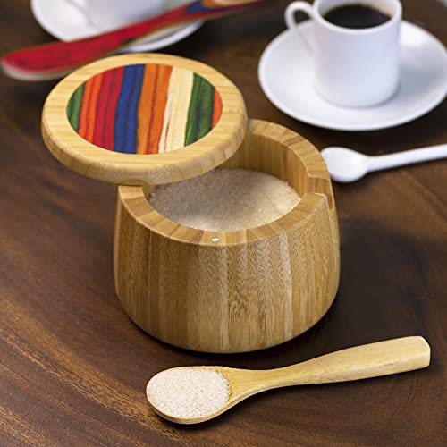 Totally Bamboo Baltique Marrakesh Collection Sugar Bowl With Sugar Spoon, Bamboo And Colored Birch Wood thumb #1