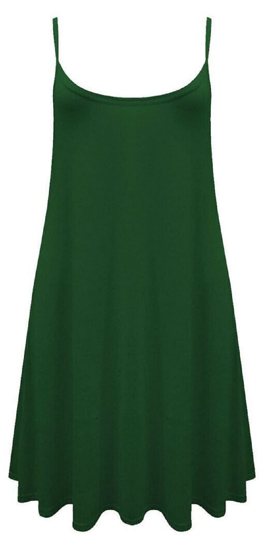 Metluq M0d4 Women's Bottle Green New Plus Size Cami Plain Strappy Swing Dress Flared Sleeveless (18, )