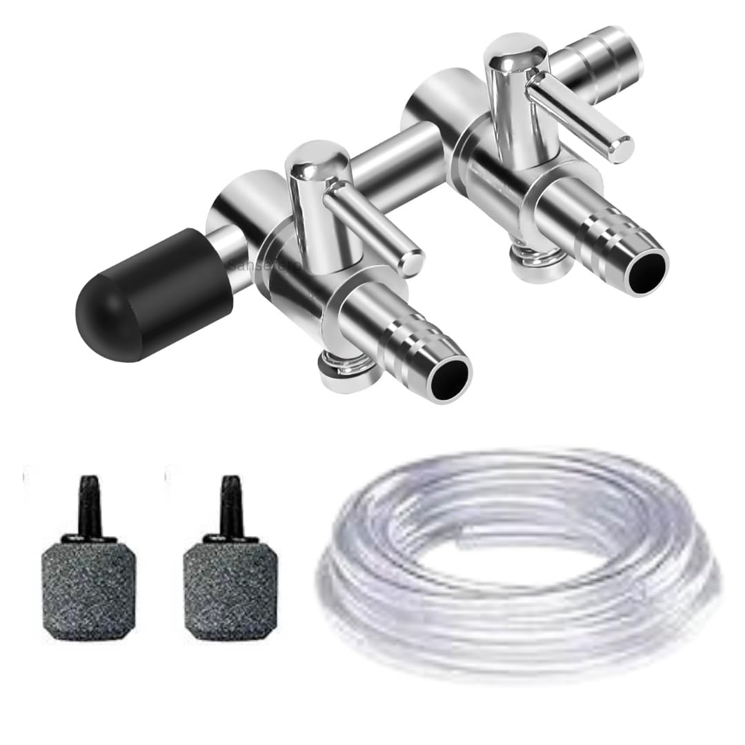Premier Plants Stainless Steel Aquarium Tank Air Flow Controller 2 Way Distributor Splitter Control Lever with 2 Meter Air Tube, 2 Air Stones (B0DCKDCF3Q) Amazon Price History, Amazon Price Tracker