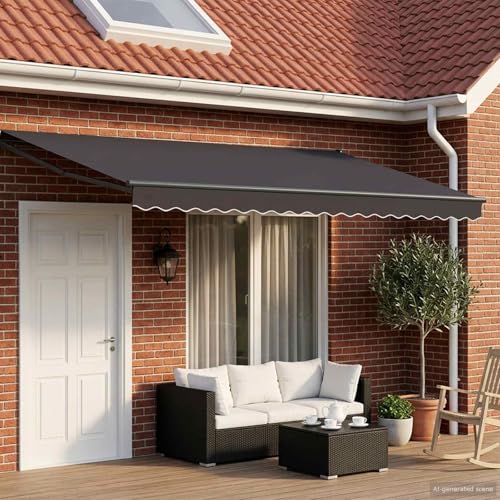 Auvent rétractable anthracite 4x2 m avec manivelle pour l'ombrage de terrasse