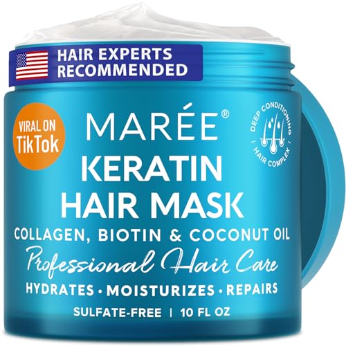 MAREE-Hair-Mask-for-Dry-and-Damaged-Hair-with-Keratin-Biotin-and-Coconut-Oil-Deep-Conditioner-for-All-Hair-Types-Sulfate-Free-Scent-Salon-Quality