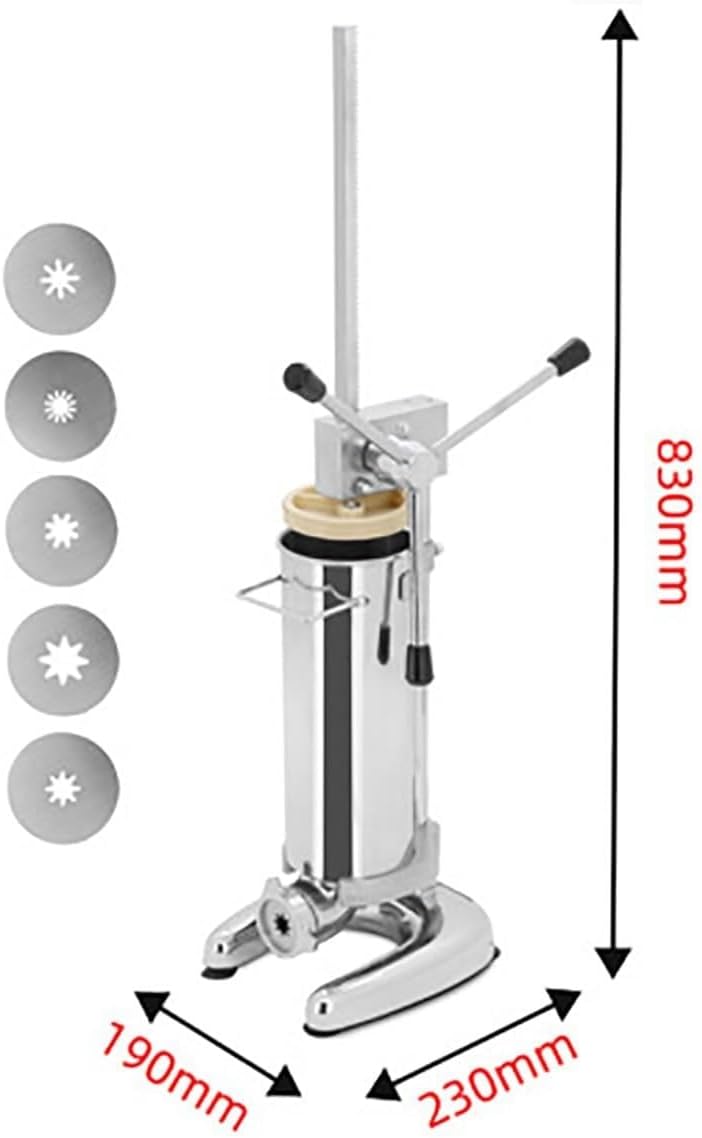 Manual Filler, 3L Manual Spanish Donut Maker Machine 5 Kinds of Molds, Stainless Steel Vertical Spanish Machine, Commercial Filling Machine for Kitchen Restaurant,