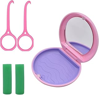 RZJZGZ Retainer Case with Mirror, Slim Aligner Case Night Mouth Guard Case, Cute Slim Retainer Case with Retainer Removal Tool (Pink) (Pink)