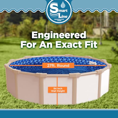Smartline 27 ft Round Waves of Poseidon Pool Liner | Overlap Style | 54 Inch Wall Height | 25 Gauge Virgin Vinyl | Designed for Steel Sided Above Ground Swimming Pools - Thumbnail 5