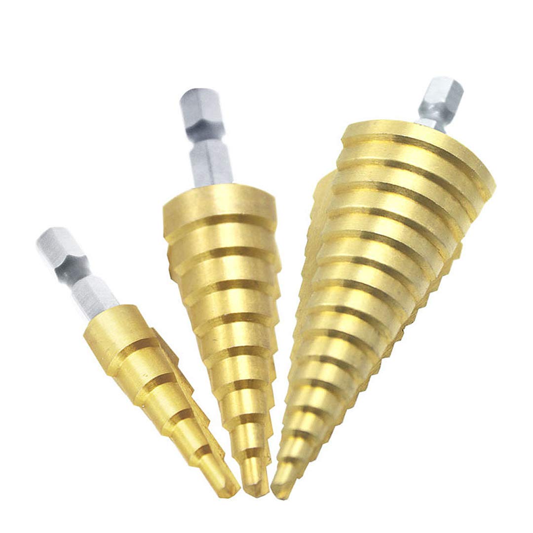 3pcs Large HSS Steel Step Cone Drill Titanium Bit Set Hole Cutter 4-12/20/32mm Tool Drill Bit - View #13
