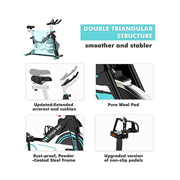 Afully Indoor Exercise Bikes Stationary Fitness Bike Upright Cycling Bikes Belt Drive Home Bicycles with Adjustable Resistance, LCD Monitor&Phone Holder Quiet for Home Cardio Workout