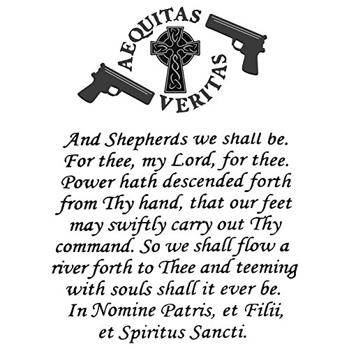 Vinyl Sticker - The Family Prayer Aequitas Veritas Saints Gun Celtic Cross