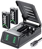Rechargeable Battery Pack for Xbox One/S/X/Series X|S, VOYEE 3x2600 mAh Xbox One Controller Battery Pack with Charging Station, Protective Shell, Led Indicator (Black)