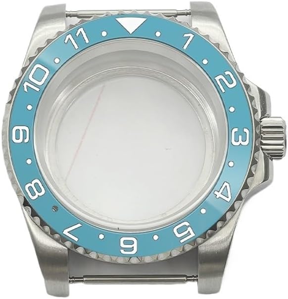 Silver SUB Watch Case with Transparent Back for NH35 NH36 4R35 4R36 Movement - 40mm Diameter, Sapphire Glass, 10ATM Waterproof