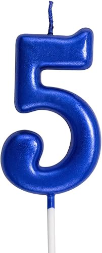 Velas de cumpleaños azules 5 velas 5 cinco años pastel Bady Número romano Número de vela número fresco número 50 51 52 53 54 55 56 57 58 59