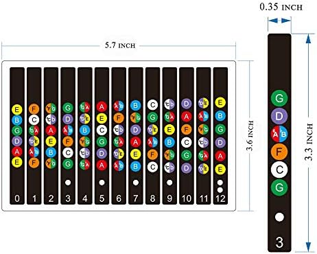 Koldot Guitar Fretboard Stickers Fret Stickers for Acoustic Guitar Bass Guitar  Note Stickers Chord Stickers Fret Map Sticker for Kids Beginner Learning 2PC