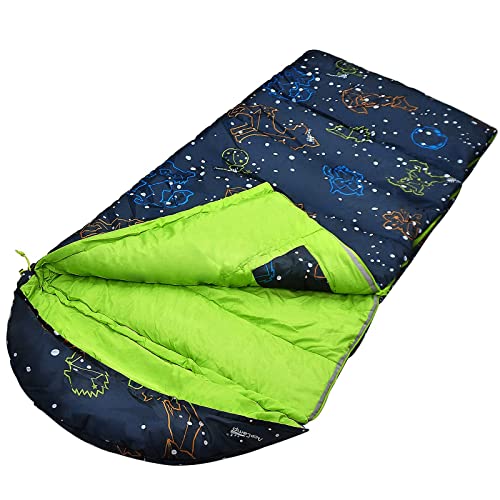 AceCamp Kids Sleeping Bag, Glow-in-The-Dark Sleeping Bag for Kids and Youth, Portable Water-Resistant Kids Sleeping Bag, Temp Rating 30F/ -1â„ƒ, for Camping, Hiking, Slumber Party (Kids)