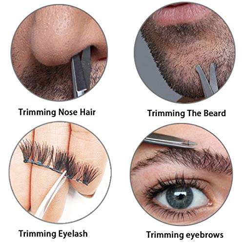 Pafason Stainless Steel Mustache Beard Facial Nose Hair Trimming Scissor Set With Safety Cover And Leather Pouch #TOP4