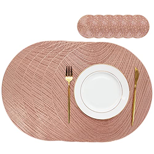 Orla Lot de 6 sets de table et dessous de verre ronds en PVC pour décoration de table à manger ou restaurant Cover