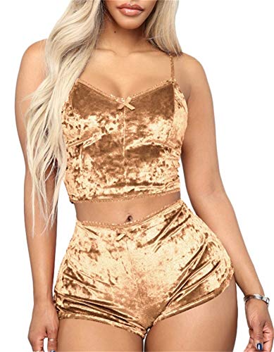 Molisry Women Sexy Strappy Babydoll Lingerie Satin Pajama Set Camisole with Shorts 2 Piece Sleepwear