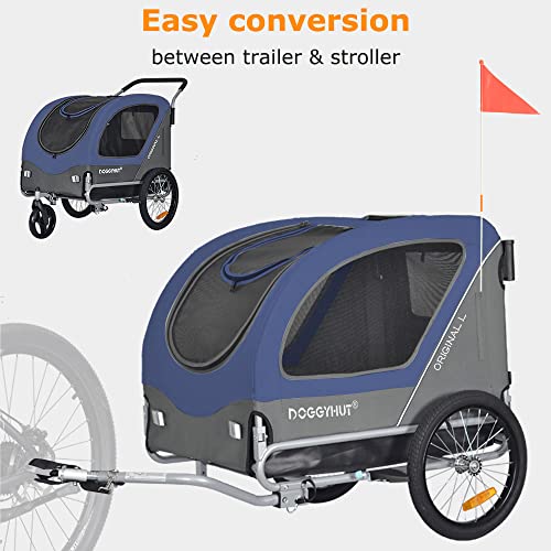 Doggyhut Original Large Fahrradanhänger & Hundebuggy 2 in 1 für Hunden bis 35kg Hundeanhänger Jogger Hundewagen mit Feststellbremse Tiggo 80405