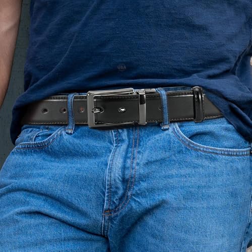 Image of DOOPAI Reversible Leather Belt for Men 1.25 inch - Dual Sided Dress and Casual Belt, Trim to Fit, 2 Styles in One Belt
