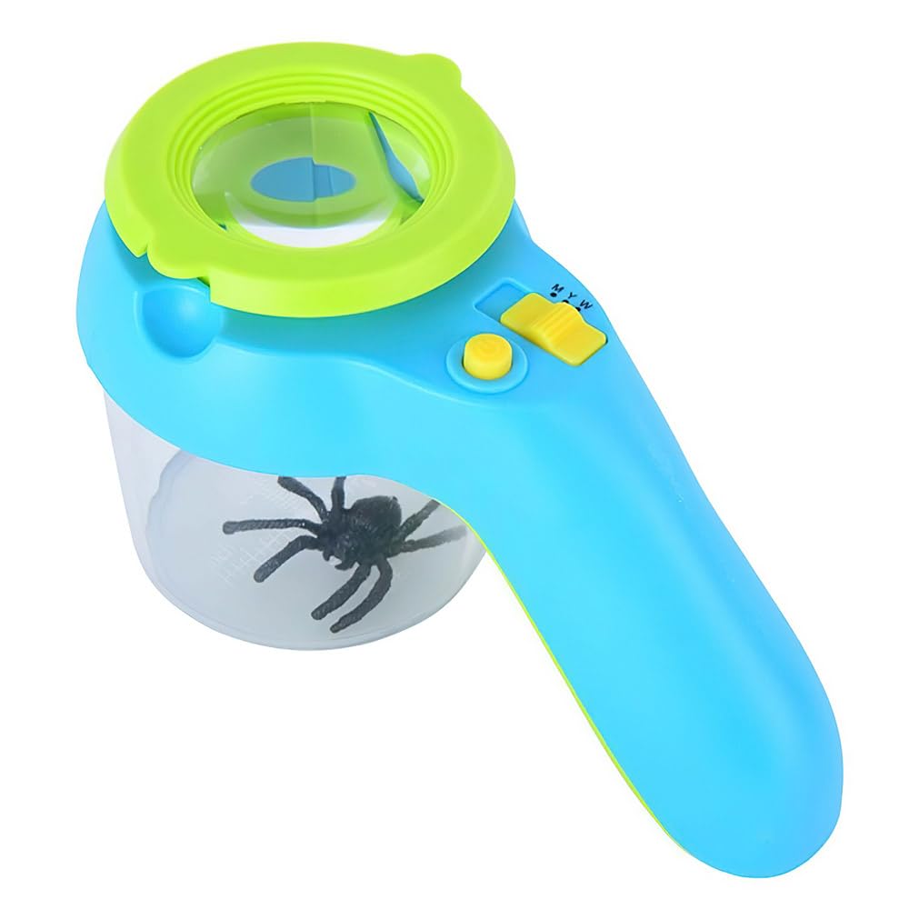 LUFEIS Naturaleza - Lupa de vaso con luz para niños, caja de recogida de insectos, lupa con 8 aumentos, 3 modos de luz, caja de observación de insectos, caja de visualización de insectos, caja de