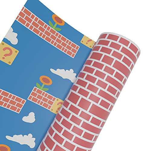 Reversible Gift Wrapping Paper-Rolled 5 Sheets-Game-Includes Ribbon And Double-Sided Tape-Unique Design For Anniversary Birthdays Valentine's Day Party Christmas Holiday Present(33"" X 17.5"" Each Sheet) #TOP2