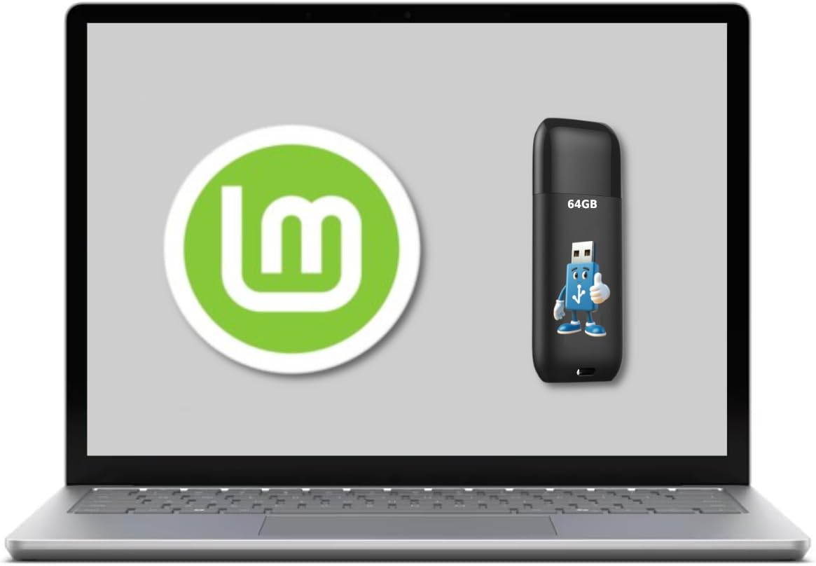 64GB Linux Mint 22 (Latest Version) Cinnamon Bootable Live USB 3.2 Gen 1 for PC/Laptop 64-bit