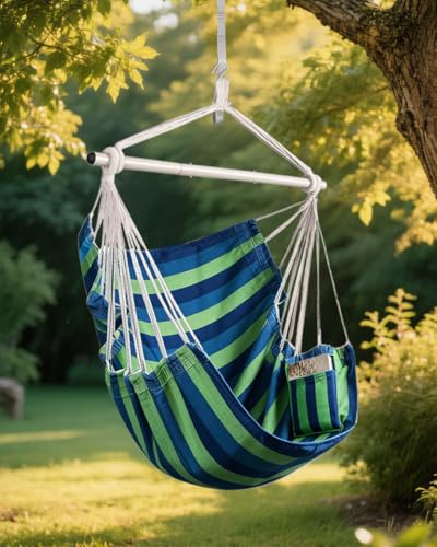 Image of Lulladle Hammock Chair Hanging Rope Swing - Hammock Chair Bedrooms - Swing Chair Indoor - Hanging Chair Outdoor - Max Weight 500 Lbs