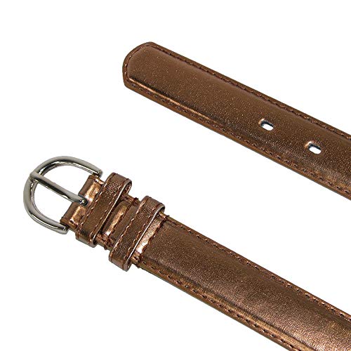 CTM Women's 1 1/8 Inch Wide Leather Metallic Dress Belt (Pack of 2 Colors)2
