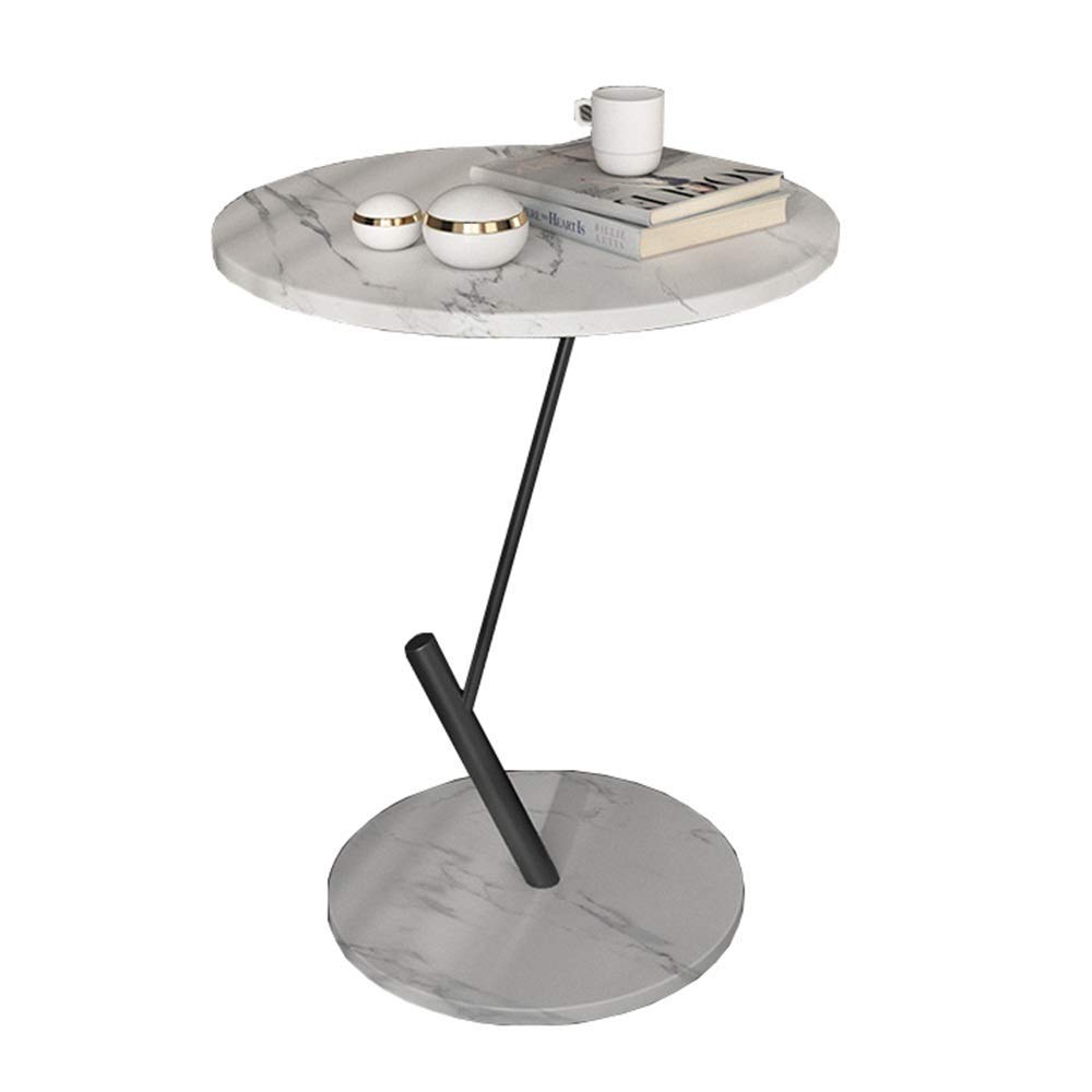 Table basse ronde en marbre blanc pour salon et chambre 50x61 cm