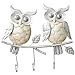 Comfy Hour 10" White Silver Metal Art Double Owls Wall Decor