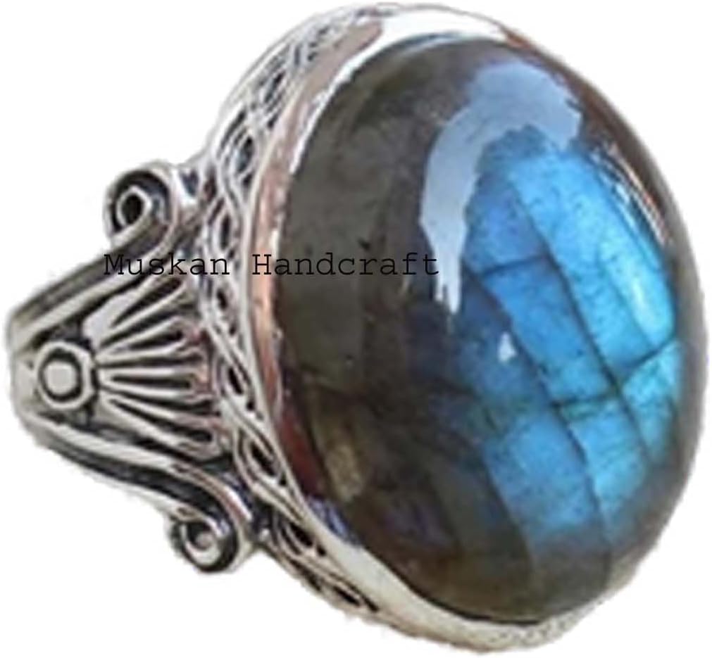 Multi Gemstone Ring for Men 925 Silver Ornate Filigree