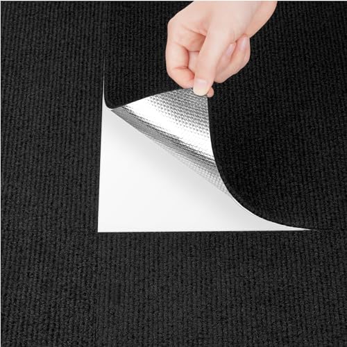 Livelynine Moqueta para el Suelo Habitación Salon Negro Resistentes Losetas Moqueta Adhesiva Negra 30x30CM Antideslizante Moqueta Adhesiva Suelo para Casa Oficina Comercio Plaquetas Suelo Moqueta