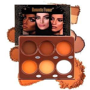 Katiluxiya Contourpalet, 6 kleuren, make-up contourpalet, poeder licht tot donker, make-up palet contour kit, sterk gepigmenteerde matte kleuren voor contour en accentuering make-up contour palet (6,