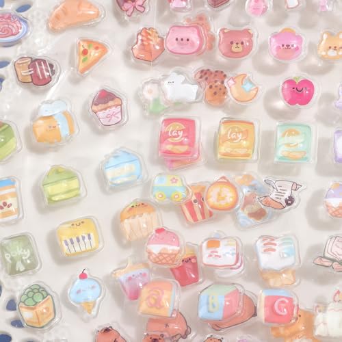 Image of Girl's 3D Cute Japanese Puff Sticker, 100+ Kawaii Dessert and Animal Mini Puffy Stickers, for DIY Scrapbooks Planner Journals Laptops Phone Case Decoration Gifts Rewards, Cream Cheese