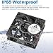 GDSTIME 120mm x 38mm 12V DC IP68 Waterproof Fan, High Speed Dual Ball Bearing Brushless Computer PC Case Exhaust Cooling Fan 2Pin for RV Refrigerator Solar Battery Box Ventilation, 2 Pack