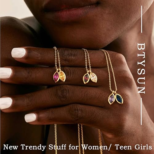Birthstone Necklace for Women Dainty Gold Necklace with 2 Birthstone Christmas Stocking Stuffers Teen Girl Gifts Trendy Stuff Birthday Gift Moms 2025 Graduation Gift Adjustable Anniversary Jewelry for Daughter Girlfriend Friend