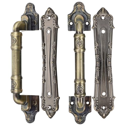 SOPOTUTU ヴィンテージデザイン合製滑行門用ドアハンドル 簡単取り付け可能 木製 ガラス アルミドア対応 屋内外兼用プルハンドル