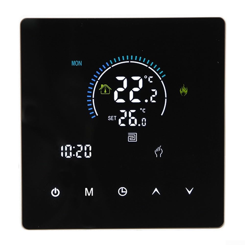 Homefurnishmall Programmierbarer Thermostat für Fußbodenheizung LCD Touchscreen(WiFi White 25A)