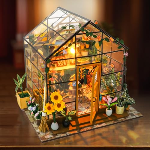 Jonrryin Diy Miniature House, Casa Miniatura Para Montar, Modelo De Invernadero Con Lámpara Led E Instrucciones, Casita De Madera Miniatura Para Decoración Del Hogar Regalos Creativos A