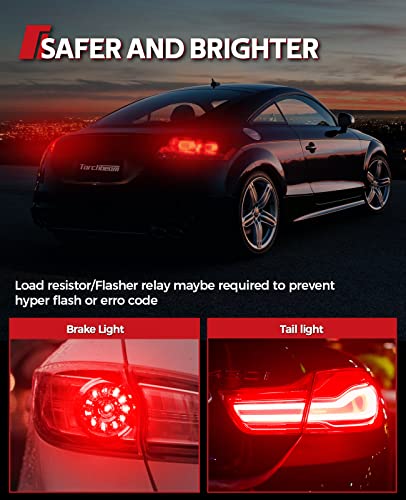 Image of Torchbeam 3157 3156 LED Bulbs Red for Strobe Brake Lights Tail Lights, Super Brilliant 3056 3057 3047 4057 4157 LED Bulbs for Stop Lights, Parking Lights, Red LED Car Bulbs, Canbus-Free