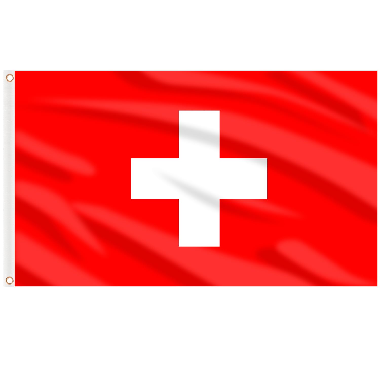 AhfuLife Grand drapeau national de la Suisse pour l'extérieur – Double face avec œillets en laiton pour décorations de fête olympique, bar, jardin, rue, intérieur et extérieur