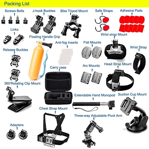 Image of Action Pro Accessories Kit Compatible with GoPro 13 /12 /11 /10 /9 /8 /7 /6 /5 /4 /3+ Session Accessory Bundle Set for Action Camera SJ4000 /SJ5000 /SJ6 /Xiaomi /Yi-Flotation Handle+Head Strap+Chest Strap