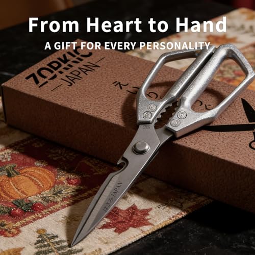 Kitchen Scissors for Food, Heavy Duty Kitchen Shears All Purpose, Japanese Poultry Shears, Meat Cutting Scissors, Chicken Scissor, Cooking Gifts for Men Women by ZORKIC - Used condition - Image 8