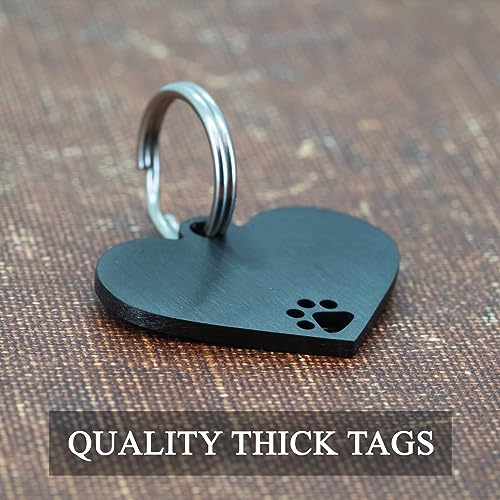 Ultra Joys Dog Tags Personalized for Pets - Hollow Paw Custom Pet ID Tag - Engraved Dog Tag for Small, Large Dogs - Large Heart in Black - Thumbnail 4