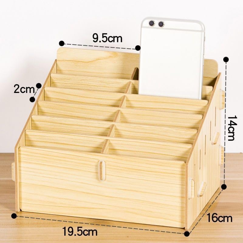 Breewell Store Breewell 12 Grid Wooden Phone Organizer Stand - Image 4
