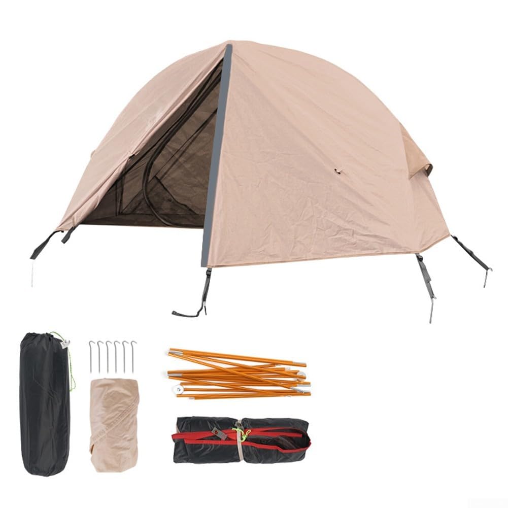 2-lagiges, wasserdichtes Camping-Schlafbett, erhöhter Outdoor-Unterschlupf mit Netz-Innenseite für Wandern, Rucksackreisen, leichte Stangen aus Aluminiumlegierung, einfacher Aufbau, 200 x