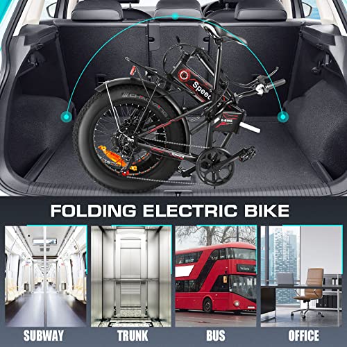 Speedrid Se2 20" *4.0 Folding Fat Tire Electric Bike For Adults, 500W Electric Fat Tire Bike With Mid Located Built-In 48V-10.4Ah (499Wh) Battery, Front Suspension Fork And Professional 6 Speed #TOP6