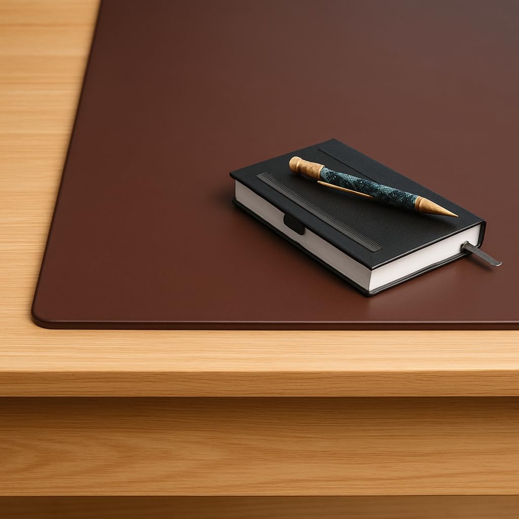 Sous-main en cuir marron chocolat 76,2 x 48,3 cm sans rails
